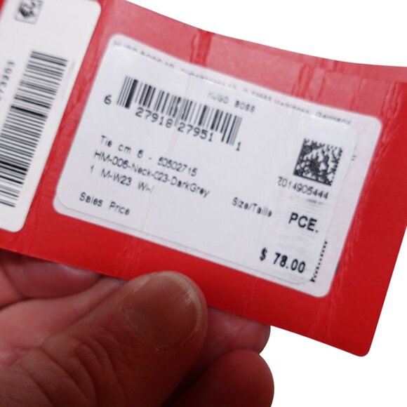 NWT Hugo Boss Men's Narrow Designer Neck Tie Dark Gray Made In Italy Logo - Picture 4 of 7